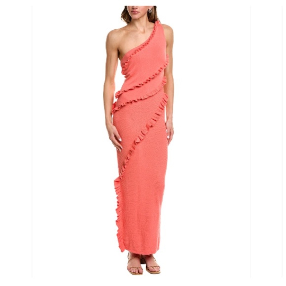 Rare London Coral Ruffle Knit Gown
